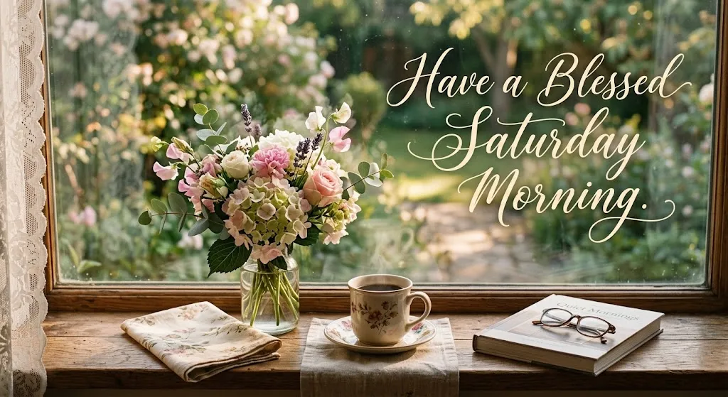 Beautiful Saturday morning blessing with peaceful weekend scene