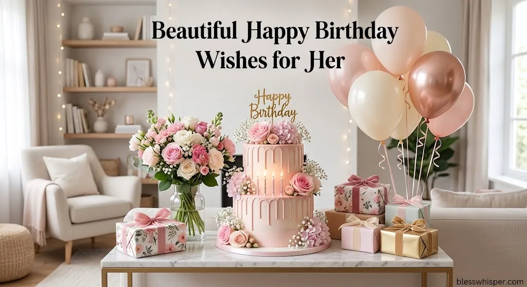 Beautiful happy birthday wishes for her with heartfelt birthday messages