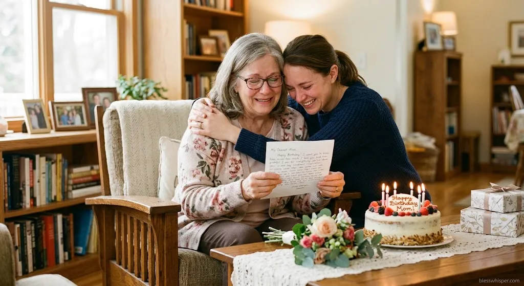 Birthday Blessings for Mother with deep emotional birthday message and loving mother-child moment