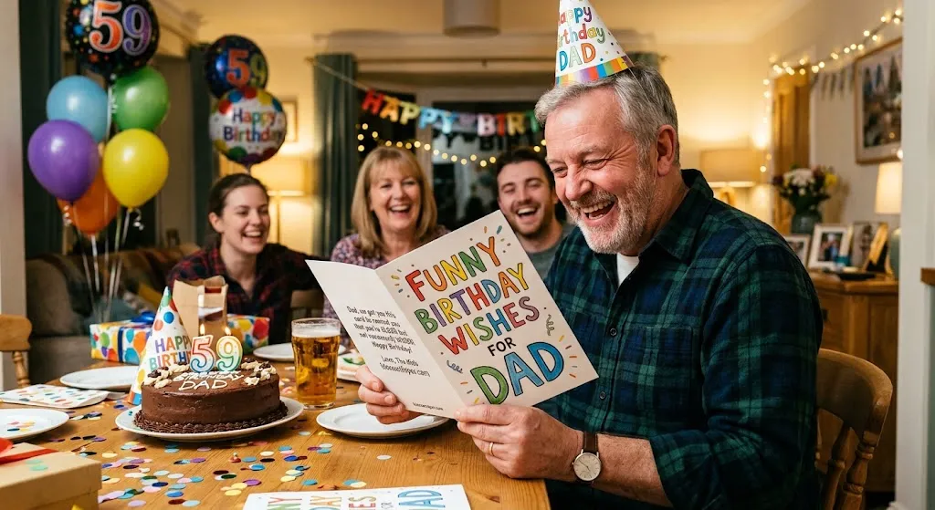 Funny birthday wishes for Dad with lighthearted and cheerful birthday messages