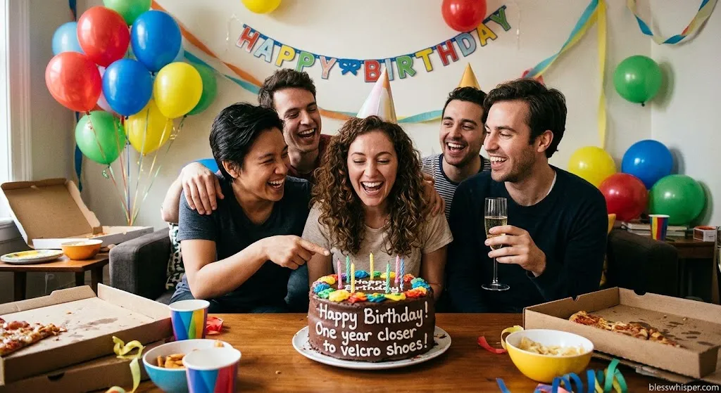 happy birthday wishes for friend with funny birthday message and celebration cake