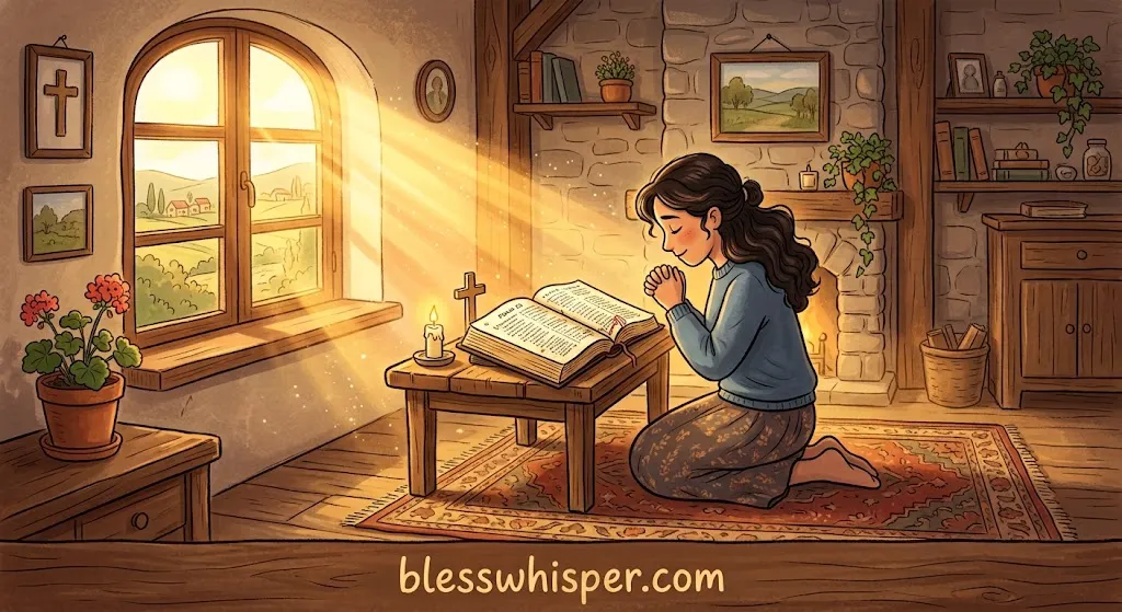 Bible Verse Good Morning Blessings for faith and guidance with a person praying