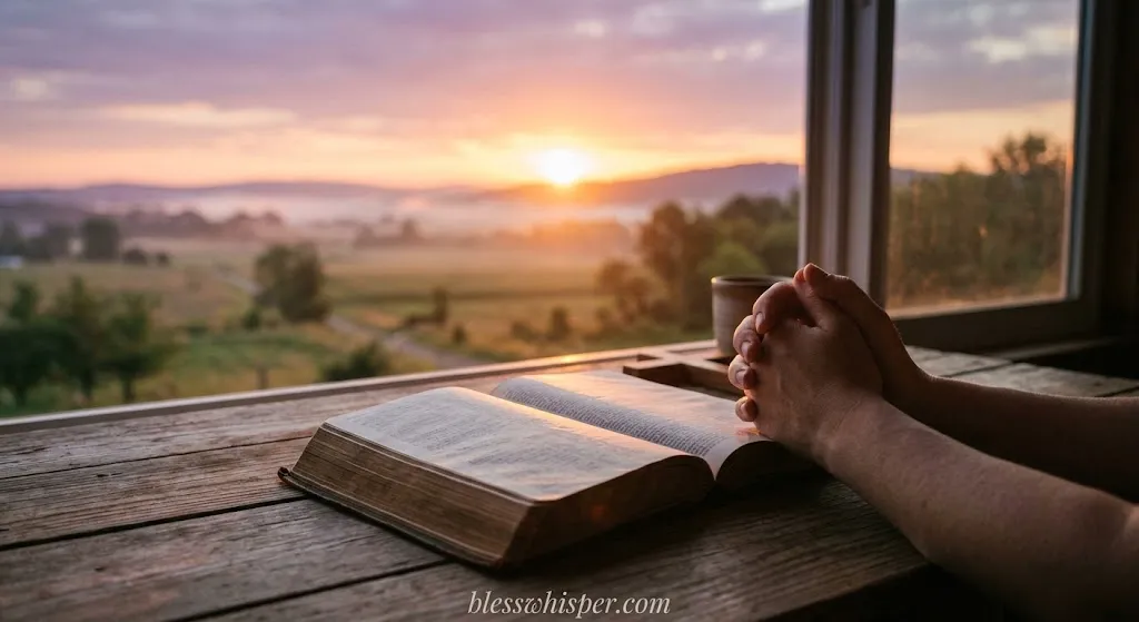 religious happy sunday picture with prayer and sunrise