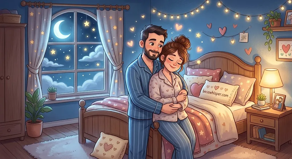 Good Night Messages for Wife with a romantic husband and wife bedtime moment