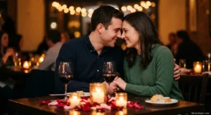 Romantic husband and wife sharing an intimate moment