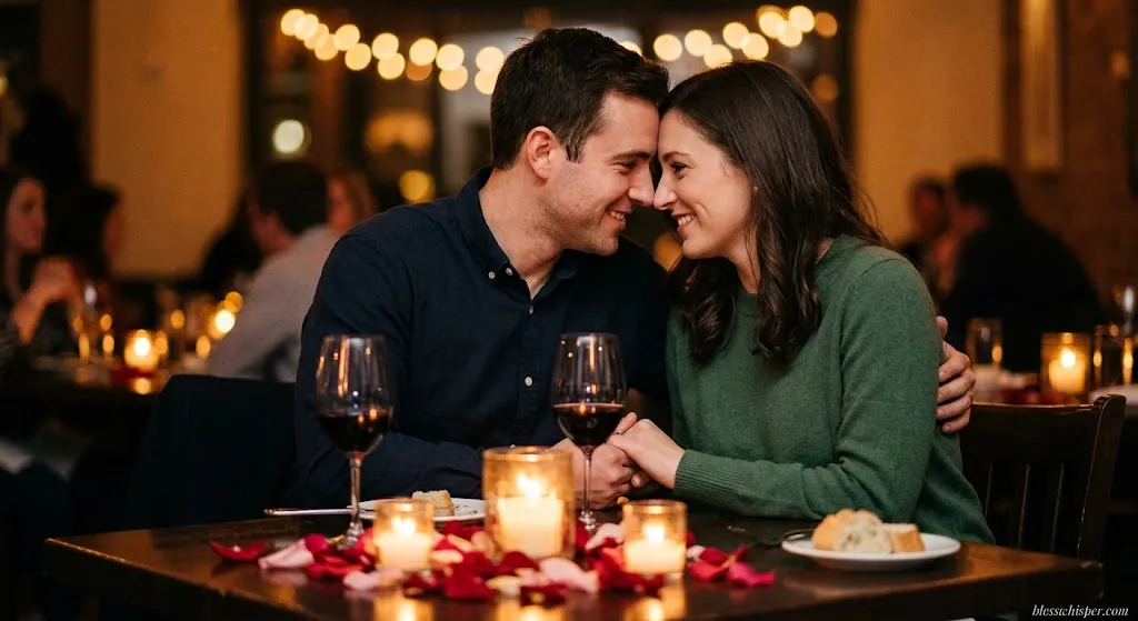 Romantic husband and wife sharing an intimate moment