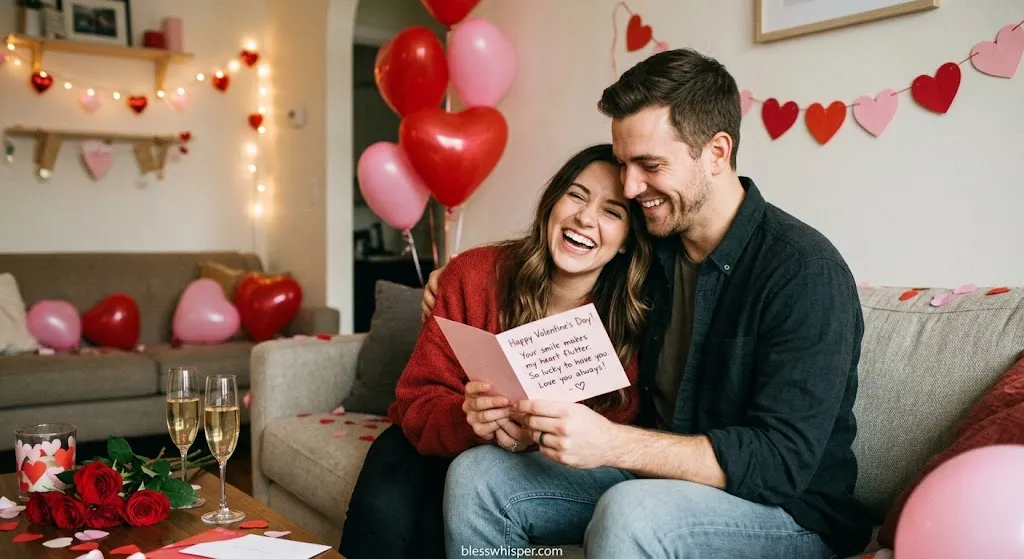 Touching Valentine message for him to make him smile with sweet romantic wishes