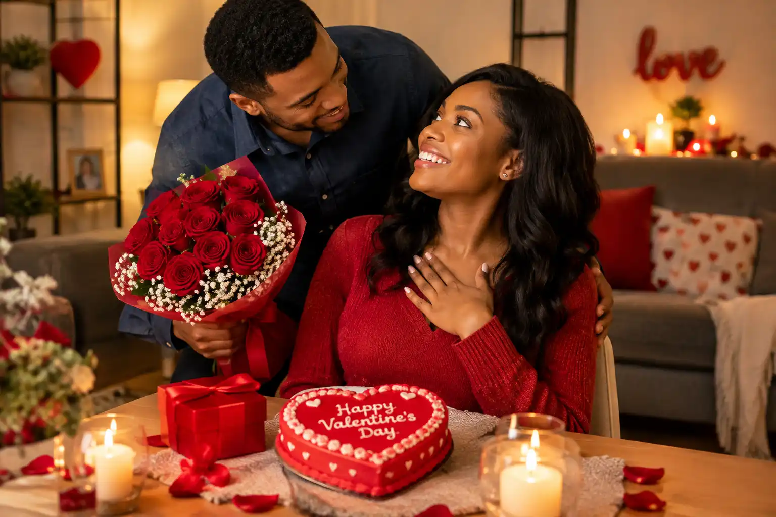 Valentines Day message to wife with romantic husband and wife celebration
