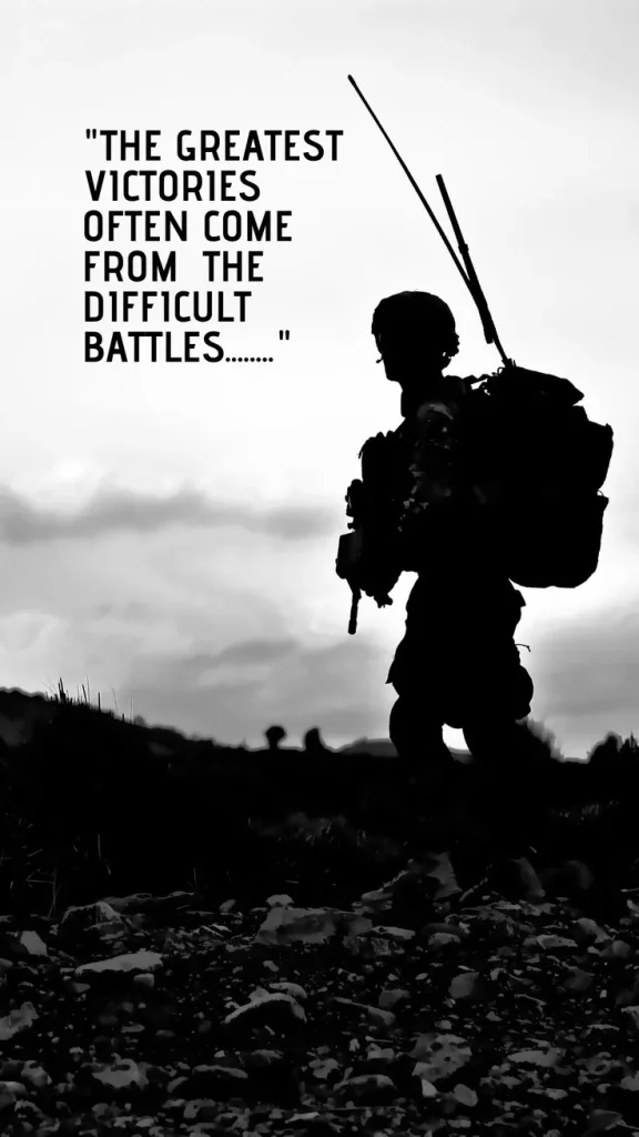 Inspirational army quotes about courage and bravery featuring a determined soldier