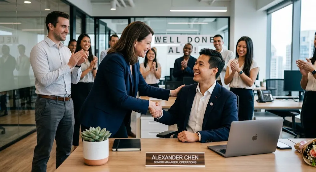 Corporate congratulations messages for a promotion and new professional role.