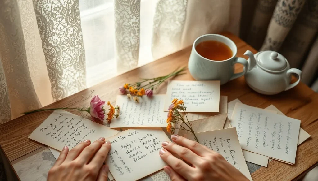Deep and meaningful good morning love messages for girlfriend written in a heartfelt journal beside coffee and flowers.