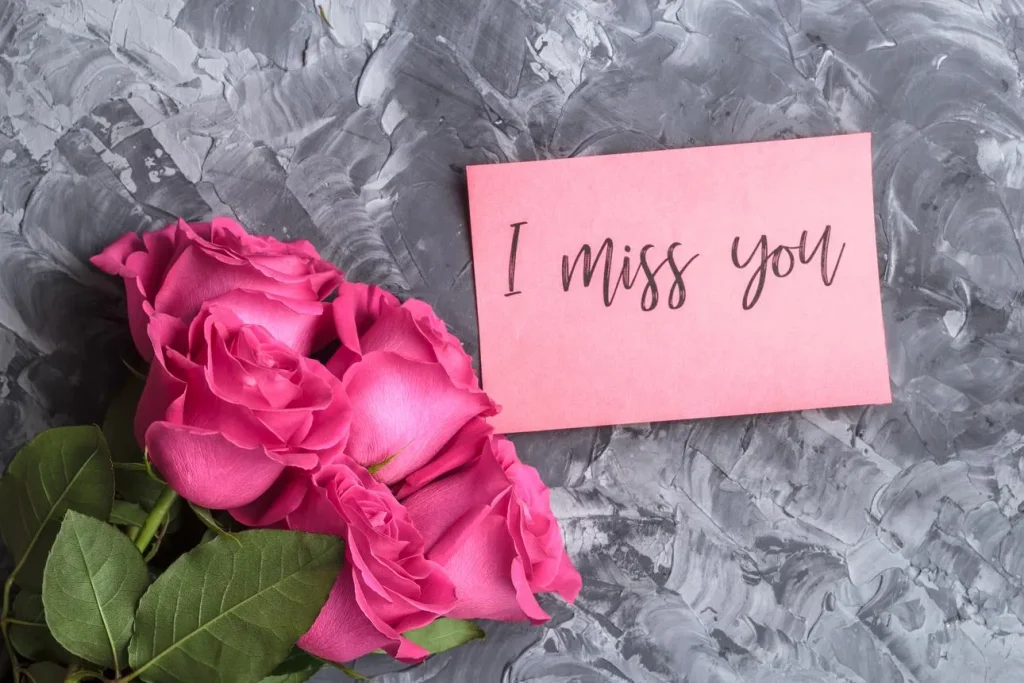 Miss You Messages for Boyfriend with a flirty handwritten note and a red heart