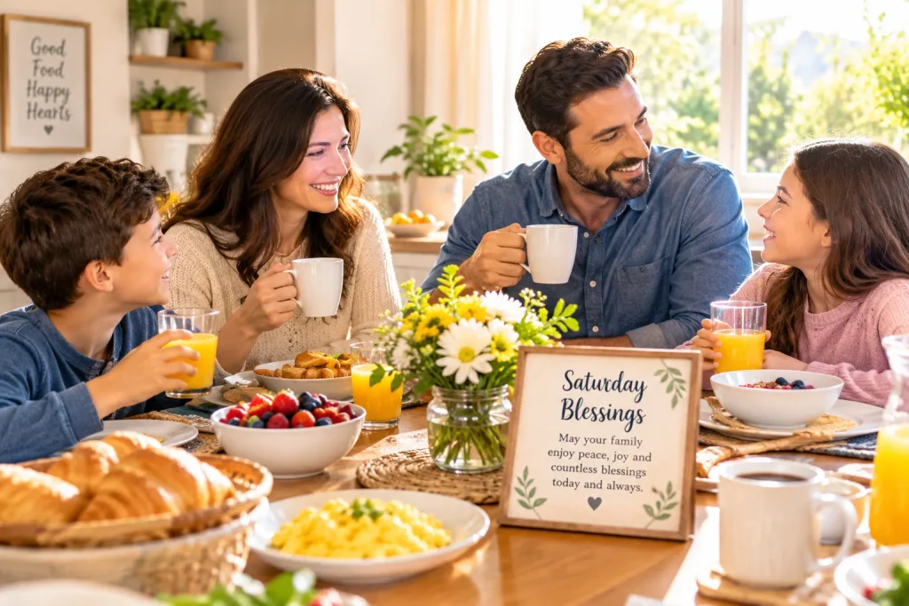 Saturday blessing for family sharing a happy weekend together