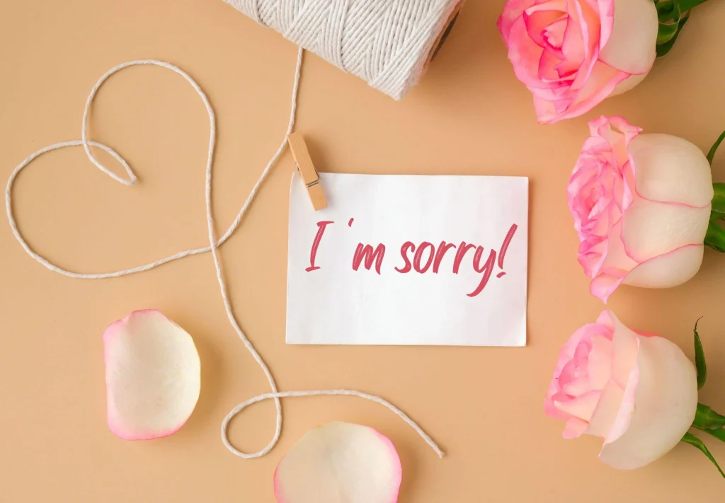 Handwritten apology note asking for forgiveness for him