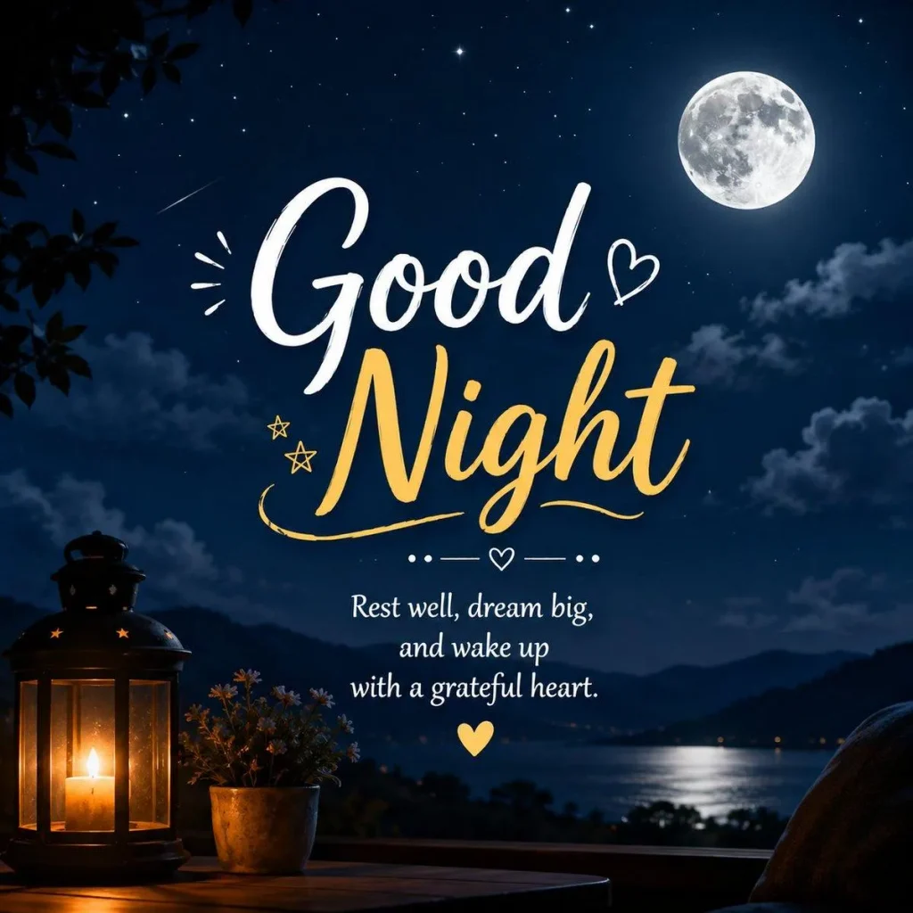 Wednesday night blessings for friends with a glowing candle, peaceful nighttime scenery, and a heartfelt blessing card.
